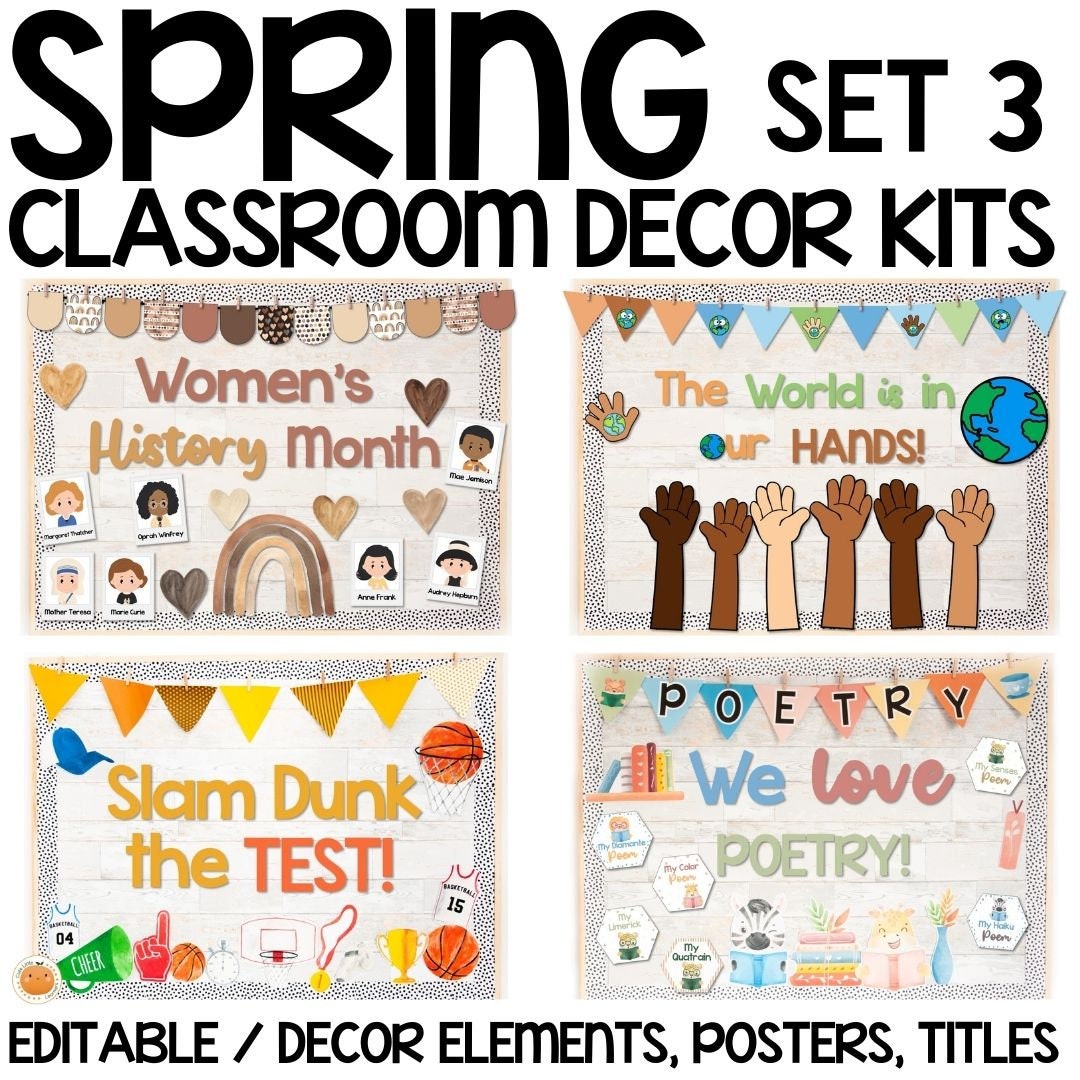 Spring Classroom Decor Kits Bundle Women s History Month Earth Day