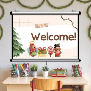 Gingerbread Themed Daily Classroom Slide Templates with Timers, Centers, Behavior Management, Editable in Canva, Google Slides & PowerPoint