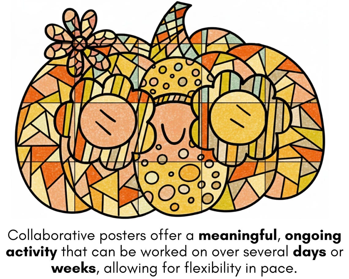 Pumpkin Collaborative Coloring Poster, Fall Art Project and Classroom ...