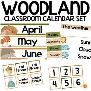 Classroom Calendar - Woodland Friends Themed Back to School Bulletin Board, Classroom Decor and Management