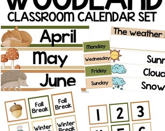 Classroom Calendar - Woodland Friends Themed Back to School Bulletin Board, Classroom Decor and Management