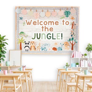 Jungle Back to School & Meet the Teacher Kit, Editable Welcome Bulletin Board and Classroom Decoration