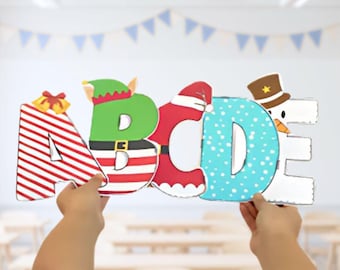 Christmas Bulletin Board Letters – Printable Holiday Alphabet for Classroom & Door Decor | Use in Canva, PowerPoint or PDF