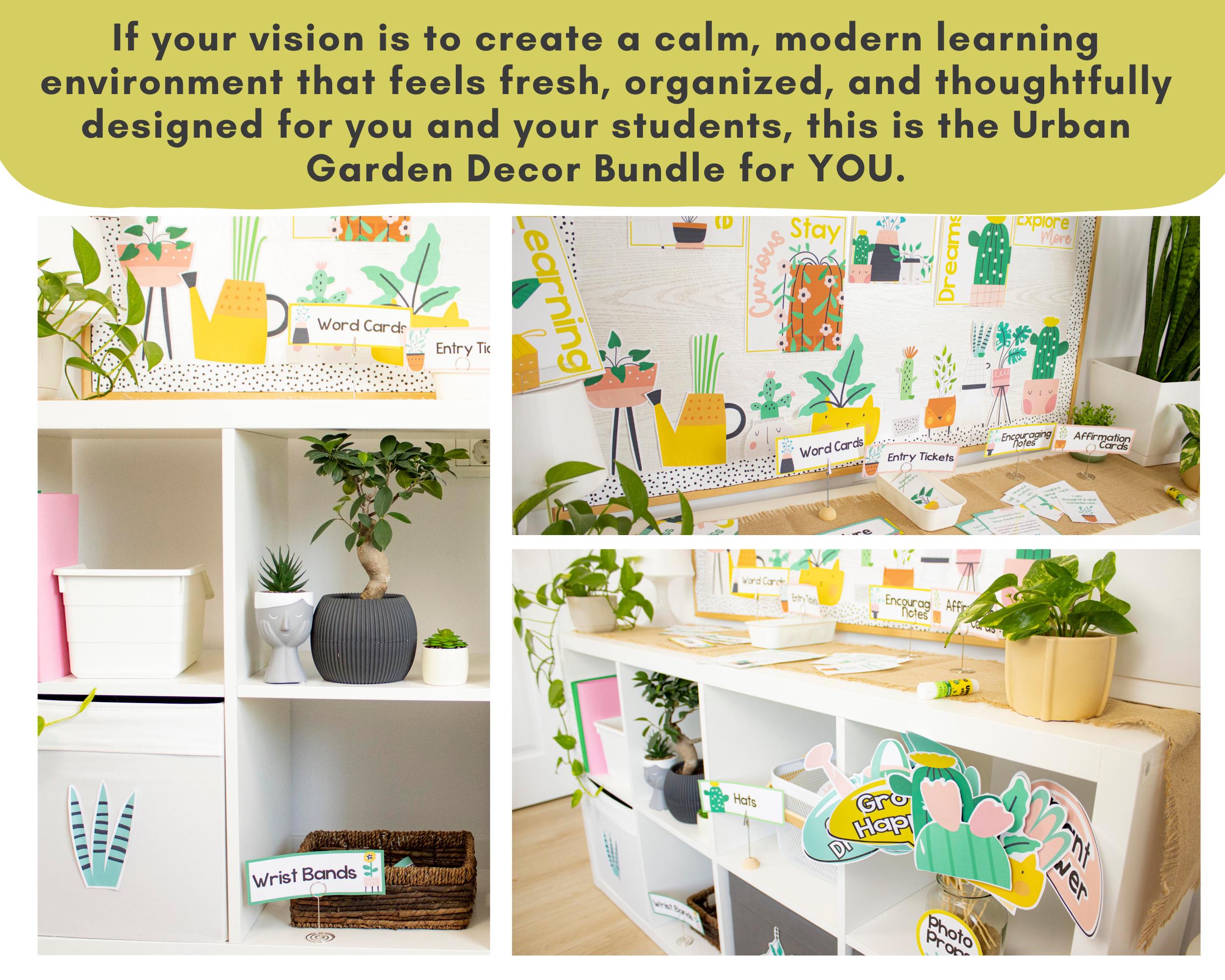 Modern Garden Classroom Decor Bundle | Editable Plant Theme Bulletin ...