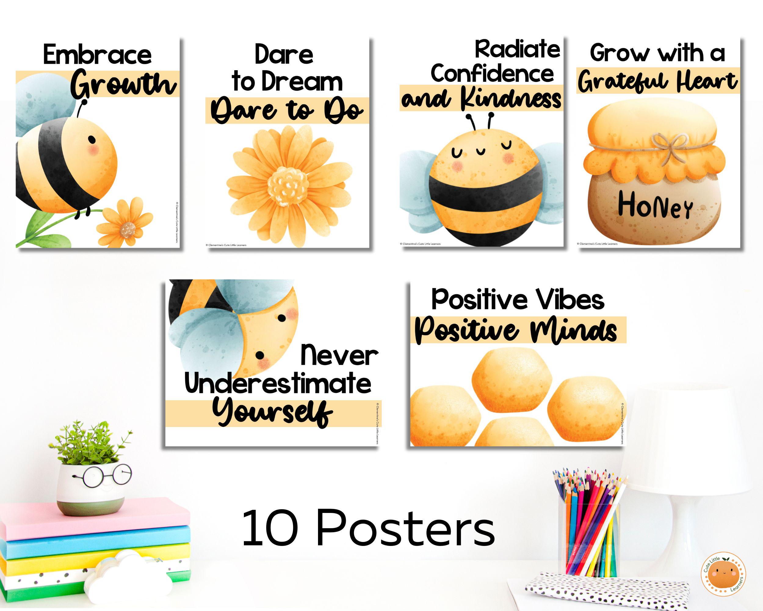 Busy Bee Growth Mindset Posters - Motivational Notes, Social Emotional ...