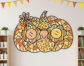 Pumpkin Collaborative Coloring Poster, Fall Art Project and Classroom Decor