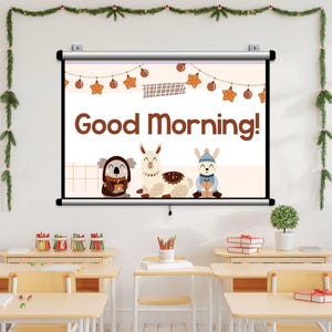 Winter Themed Daily Classroom Slide Templates with Timers, Centers, Behavior Management, Editable in Canva, Google Slides & PowerPoint