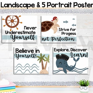 Pirates Themed Growth Mindset Posters Motivational Notes, Bulletin Board Decor &amp; Classroom Decor ...
