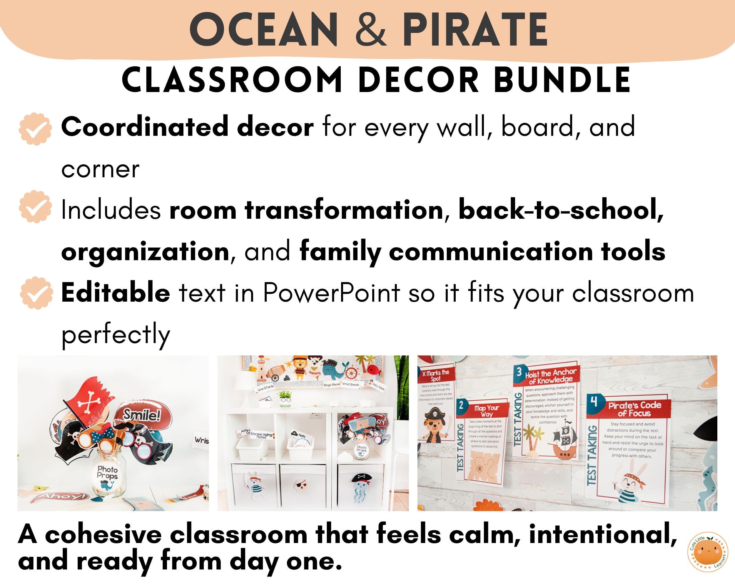 Pirate & Ocean Theme Classroom Decor Bundle – Printable Kindergarten ...