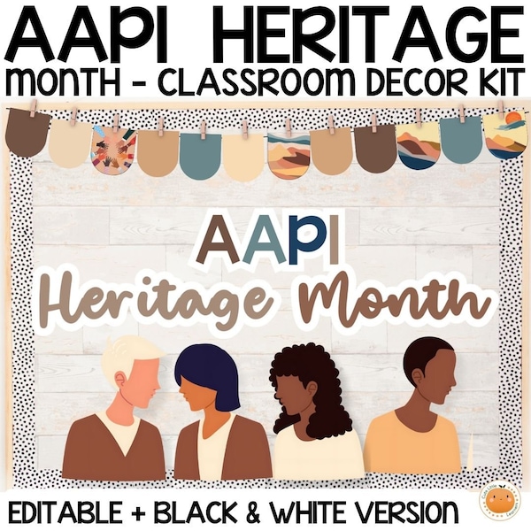 AAPI Heritage Month Bulletin Board & Classroom Decor + Editable Versions | Bunting, Borders, Printable Posters