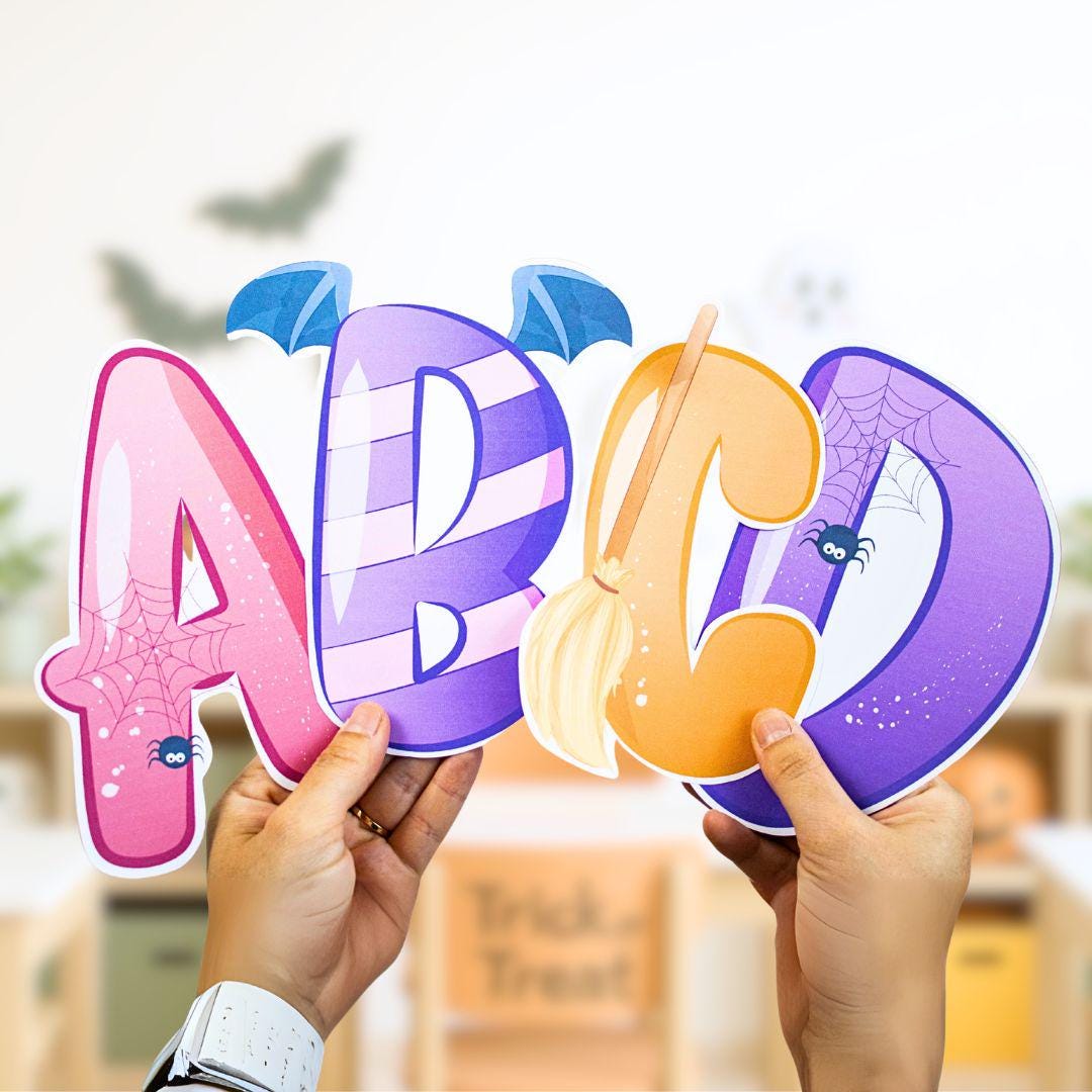 Whimsy Halloween Letters and Numbers | Editable Bulletin Board Titles ...