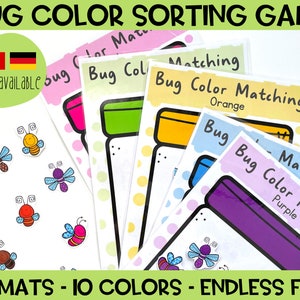 Color Sorting Jar Game | Fun Spring Activity for Toddlers Kindergarteners |  Printable Montessori Game | French and German Versions
