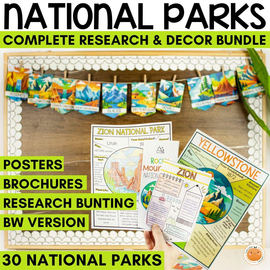 National Parks Research Project Bundle 30 Parks Unit Study Posters ...