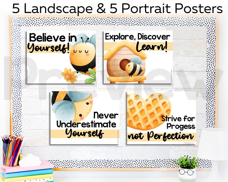 Busy Bee Growth Mindset Posters - Motivational Notes, Social Emotional ...