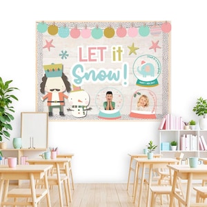 Editable Snow Globe Winter Classroom Decoration Kit: Door, Bulletin Board, Photo Craft & Writing Activity