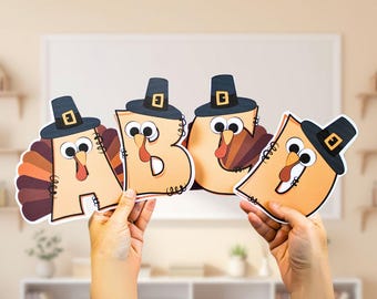 Thanksgiving Turkey Letters and Numbers | Editable Bulletin Board Alphabet for Classroom Decor