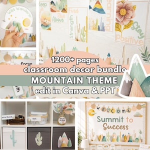 Mountain Classroom Decor Bundle, Editable Elementary Bulletin Board Idea, Pastel Back to School Packet