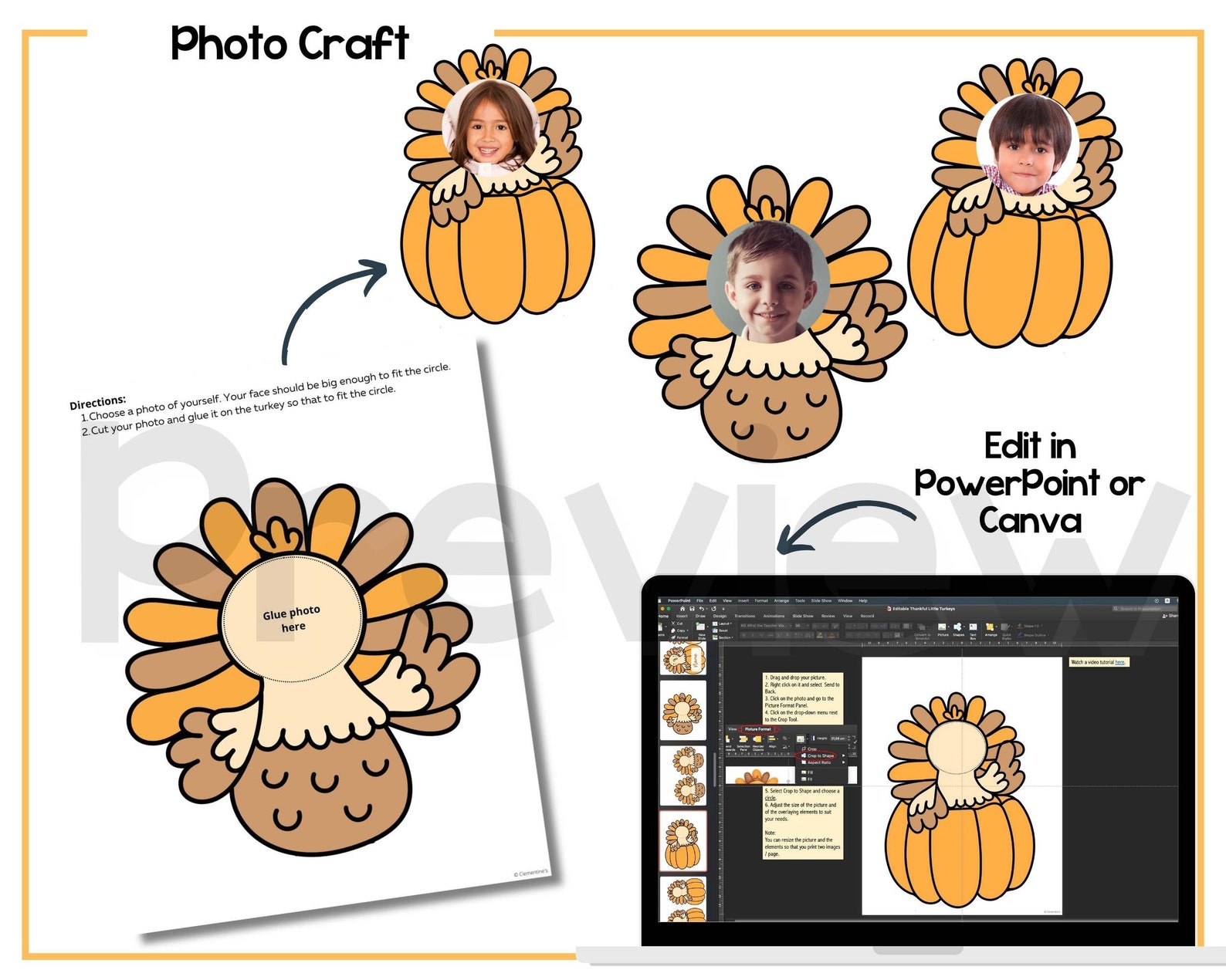Thanksgiving Little Turkeys Bulletin Board, Printable Classroom Kit ...
