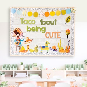 Cinco de Mayo Bulletin Board & Interactive Classroom Decor + Editable Versions | Bunting, Borders, Printable Posters, Photo Craft