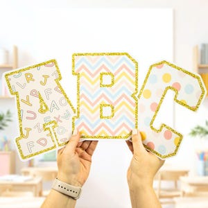 Pastel Varsity Letters & Numbers for Classroom Bulletin Board Decor