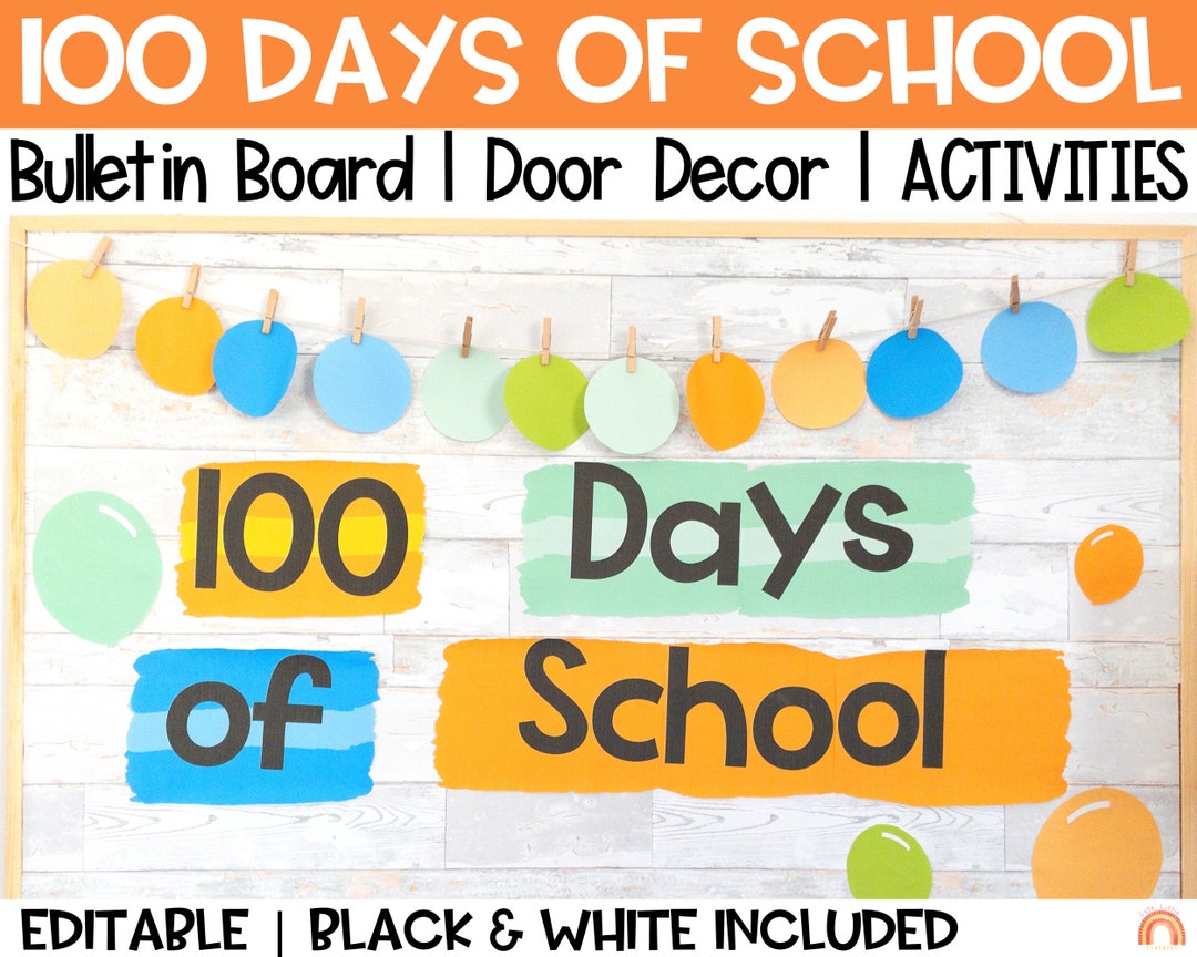 100 Days of School Bulletin Board & Classroom Decor Editable - Etsy