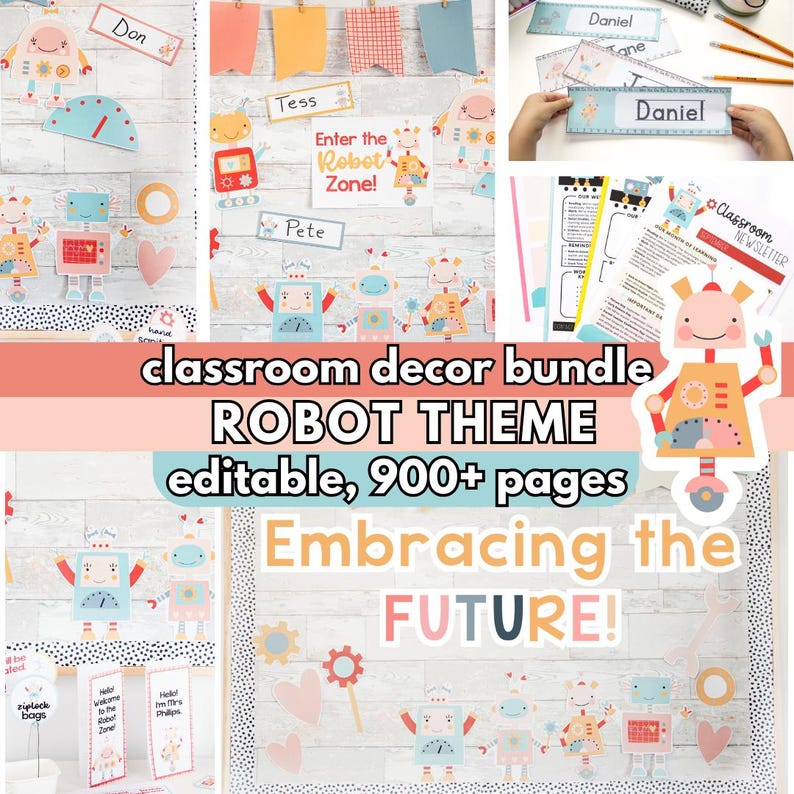 Robot Classroom Decor Bundle, Editable Bulletin Board Idea, Easy ...