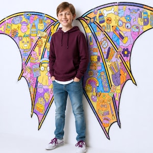 Bat Wings Collaborative Coloring Poster, Halloween Art Project for Photo Op Mural & Classroom Decor