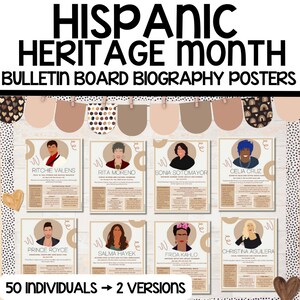 Poster biografici del mese del patrimonio ispanico / Bacheca latina e decorazioni per l'aula