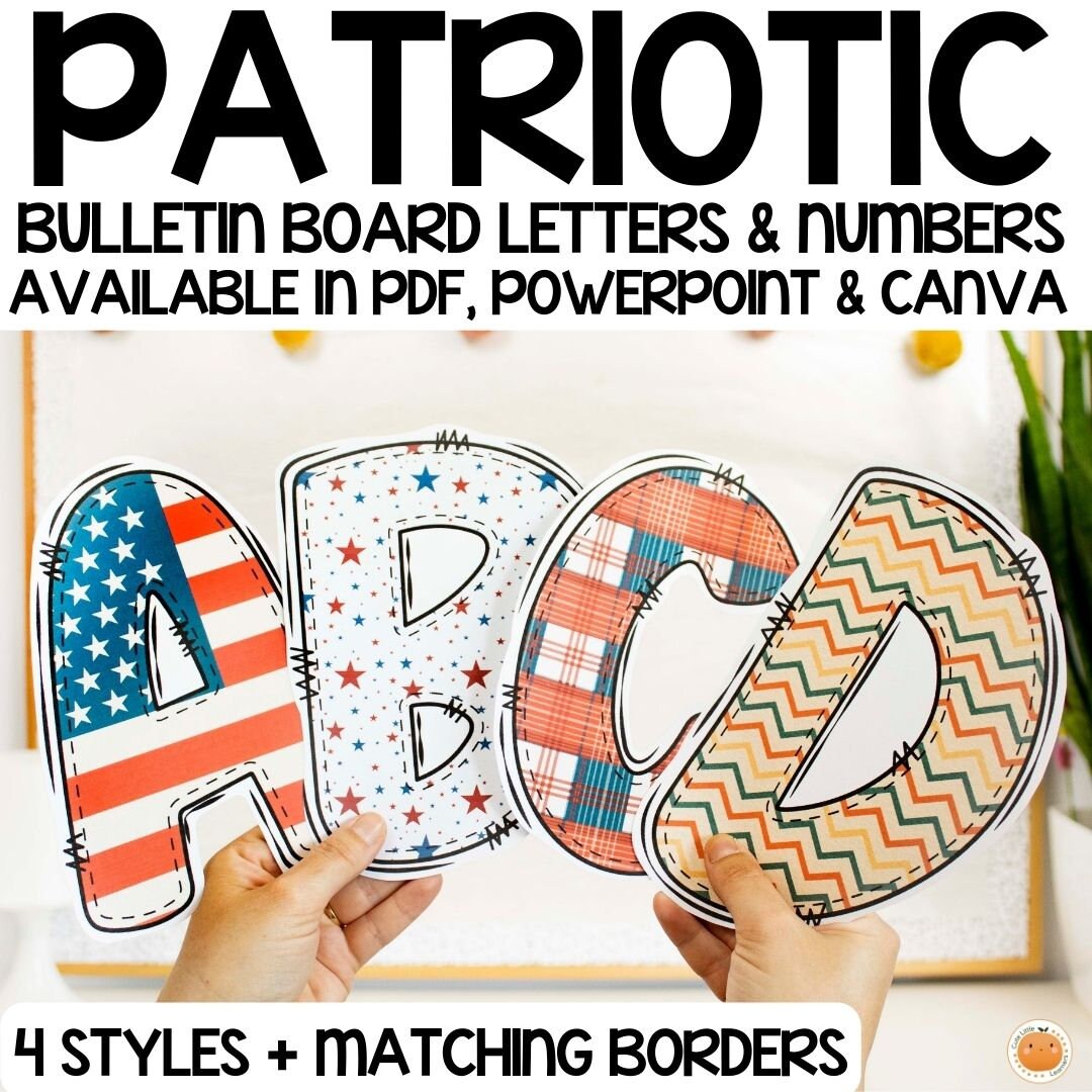 Retro Patriotic Letters &amp; Numbers for Bulletin Board / Classroom and Door Decor, Editable ...