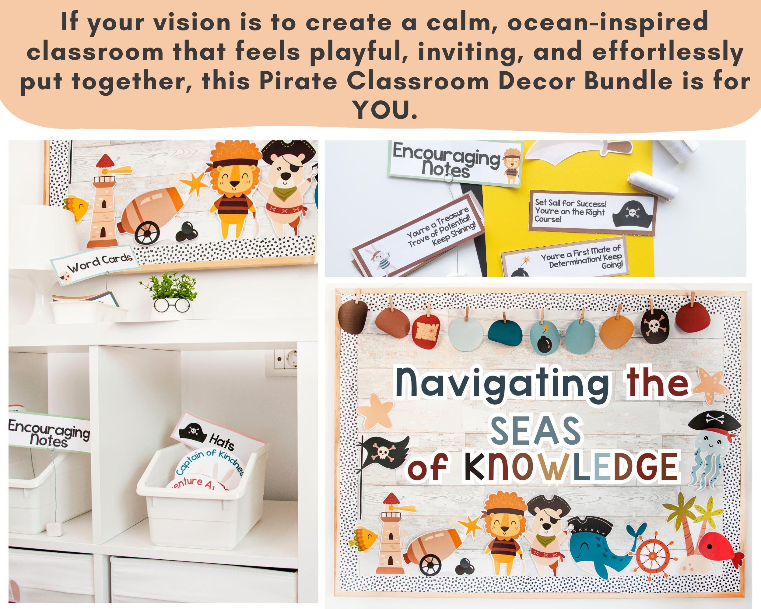 Pirate & Ocean Theme Classroom Decor Bundle – Printable Kindergarten ...