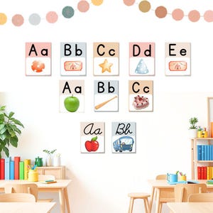 Pósteres del alfabeto de circo: fuentes primarias, cursivas y decorativas, decoración para el aula, pósteres imprimibles de gran formato para el aula.