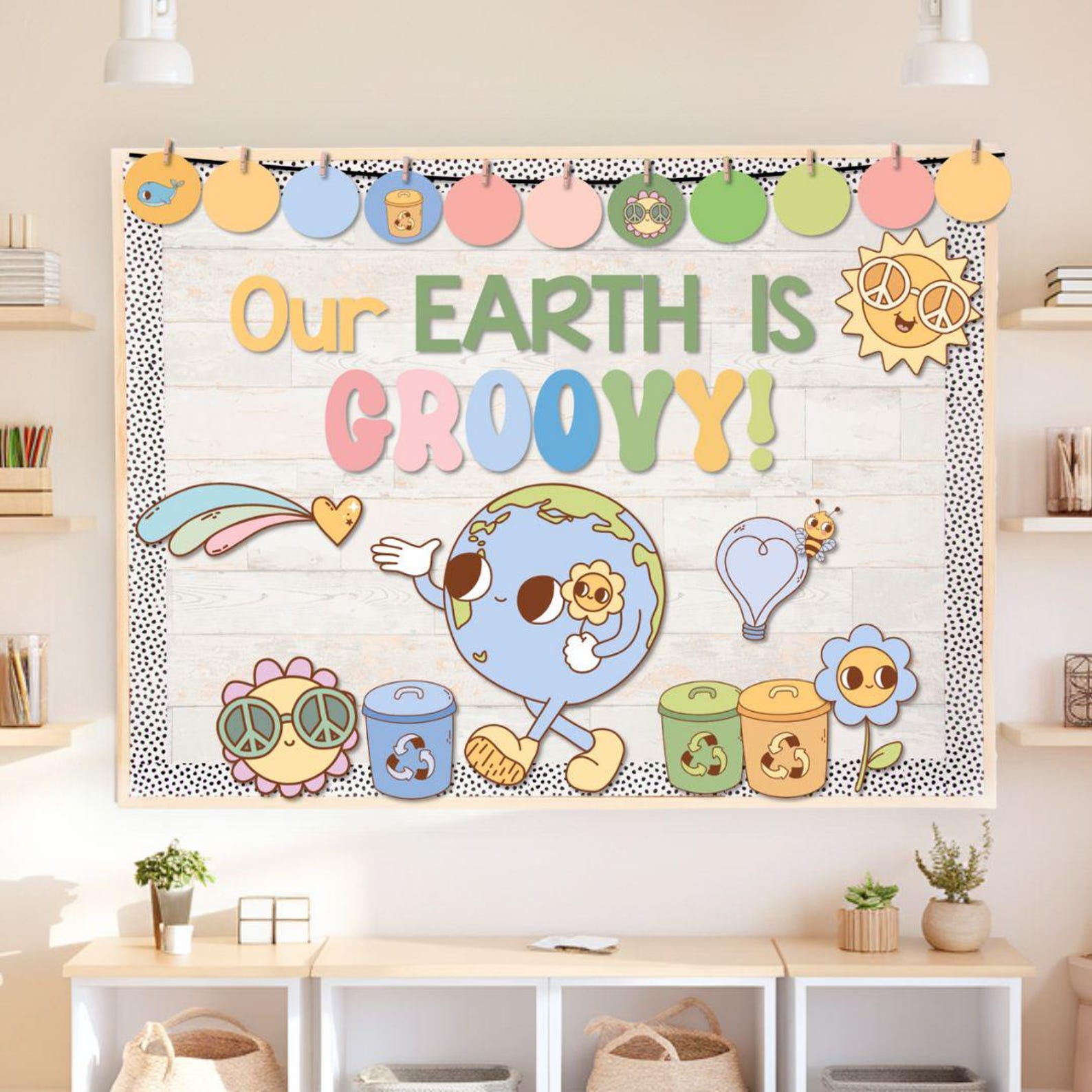 Earth Day Bulletin Board Kit | Spring Door Decor | Groovy Retro Theme ...