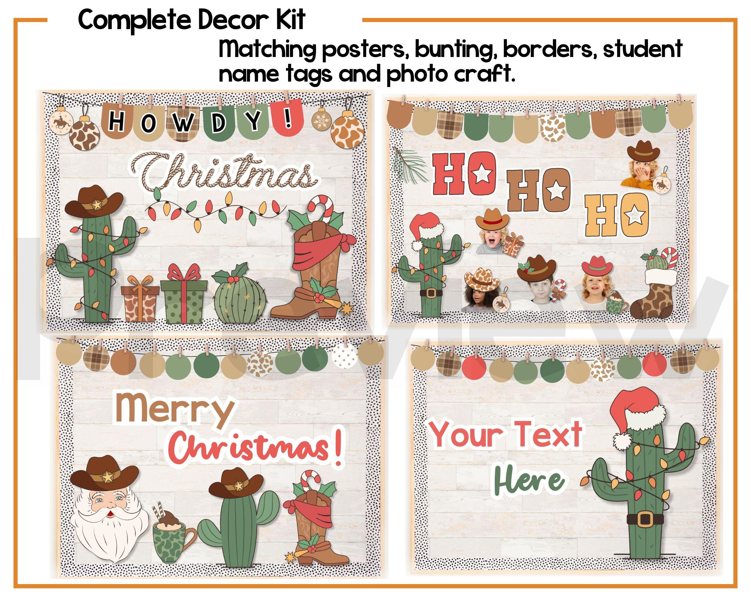 Western Christmas Classroom Decor | Bulletin Board and Door Kit With ...