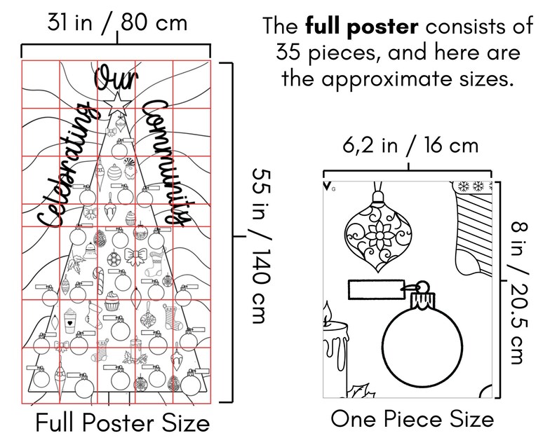 Festive Collaborative Poster: Printable Christmas Color-by-code for ...
