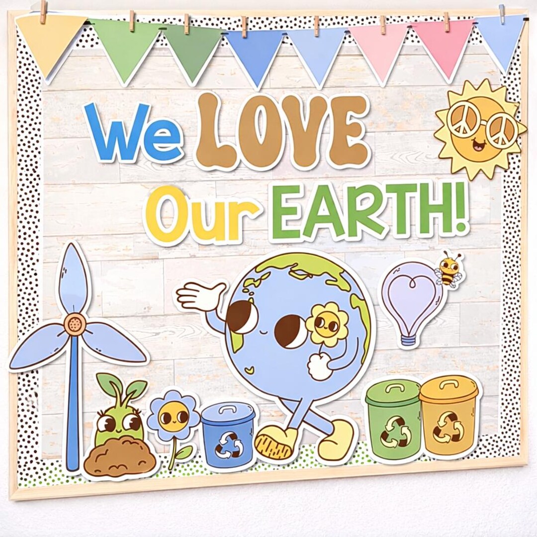Earth Day Bulletin Board Kit | Spring Door Decor | Groovy Retro Theme ...