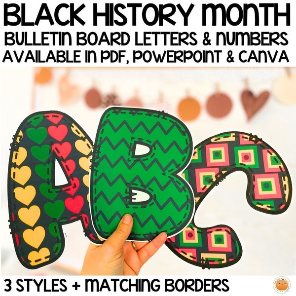 Black History Month Lettering for Bulletin Board Titles / Classroom Decor and Door Decor, Use in PDF, PowerPoint / Canva Template, Printable
