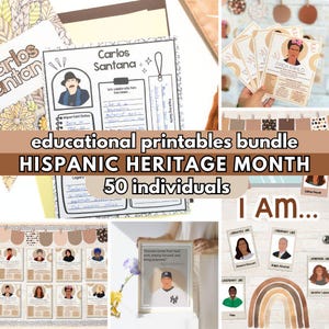 Hispanic Heritage Month Bundle - Lateinische Biographie Poster, Zitat Drucke & Forschungsaktivitäten | 50 Personen