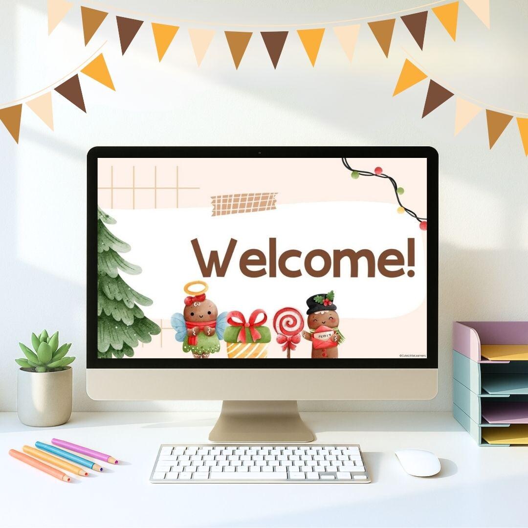 Gingerbread Themed Daily Classroom Slide Templates With Timers, Centers ...