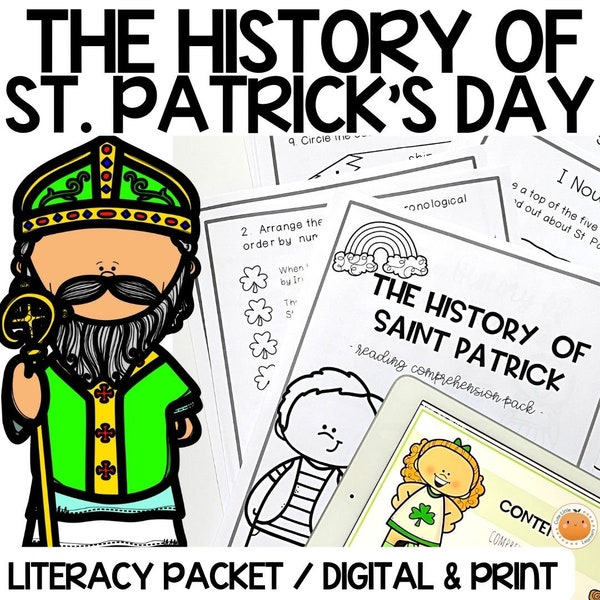 St. Patrick's Day Leren werkblad Binder - Begrijpend lezen Geschiedenis en Engelse taal werkbladen | Enorme leerwerkbladenset