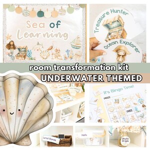 Marine Life Quick Classroom Make-over Kit, Prikbord, Klaslokaaldecoratie, Motiverende Posters, Toetsvoorbereiding, Gedempt Klaslokaal