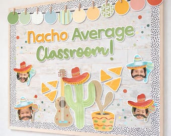 Tablero de anuncios del Cinco de Mayo / Decoración editable para el aula de la Fiesta, Decoración de puerta de mayo, Taco mexicano
