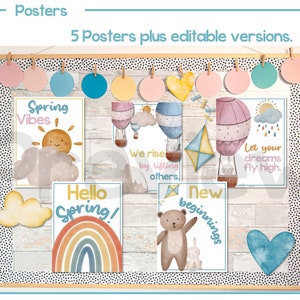 Hot Air Balloons Spring Bulletin Board & Interactive Classroom Decor Editable Bunting, Printable Posters, Writing Prompts image 6