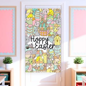 Easter Collaborative Poster for Kids to use as Door Decor - Print and Go Classroom or Homeschooling Coloring Resource