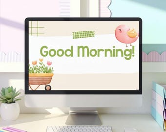 Diapositivas diarias de primavera para el aula / Plantilla editable con temporizadores, centros y herramientas de gestión del comportamiento