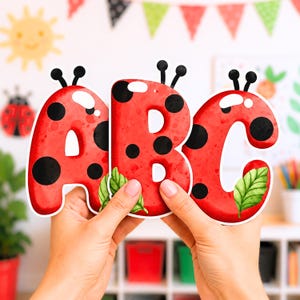 Ladybug Bulletin Board Letters, Editable Lady Bug Font for Classroom Display and Door Decoration
