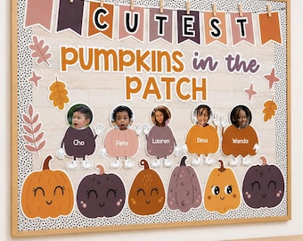 Fall Bulletin Board Kit | Pumpkin Classroom Door Decor | Halloween Decor with Photo Craft, Editable