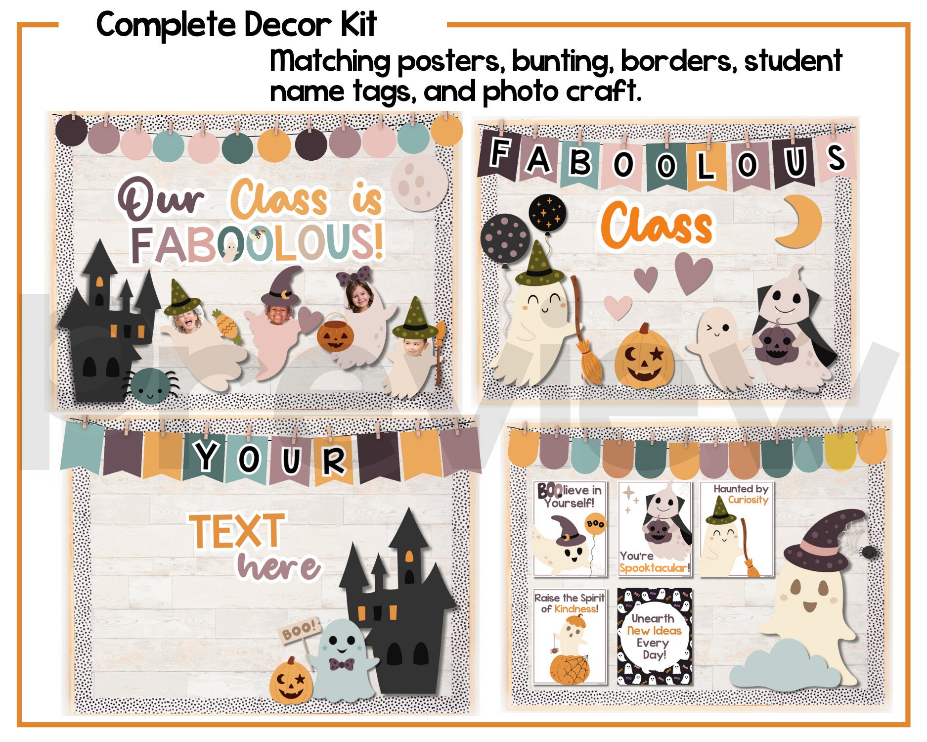 Halloween Ghost Bulletin Board & Classroom Decor Editable Versions ...