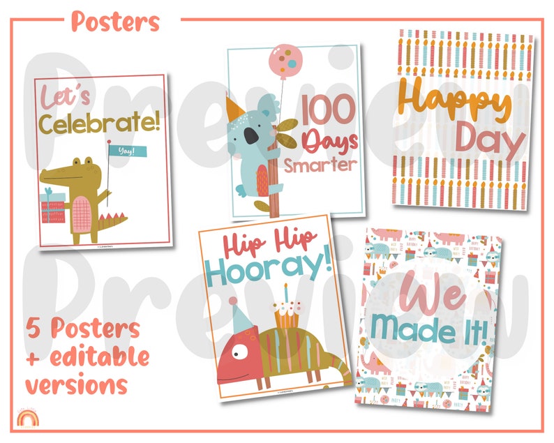 100 Days of School Bulletin Board & Interactive Classroom - Etsy