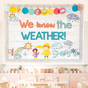 Weather Chart Bulletin Board & Classroom Decor - Interactive and Editable | Bunting, Printable Posters, Research Writing Prompts