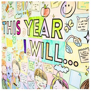 Collaborative Poster SEL Goal Setting Back to School Bulletin Board Coloring Activity Kit